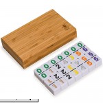 Yellow Mountain Imports Double 6 Dominoes with Colored Numerals in Bamboo Case  B0771RV9KD